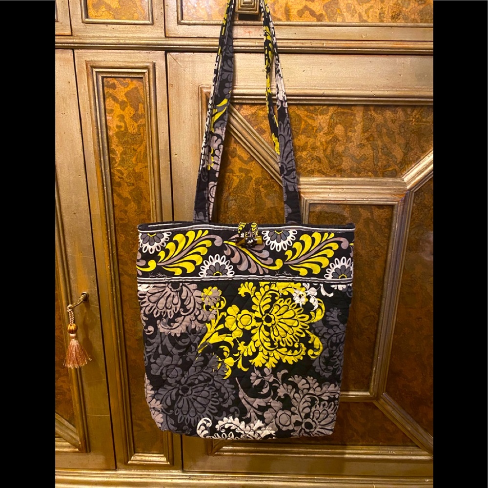 Vera Bradley Baroque satchel yellow, black and gray